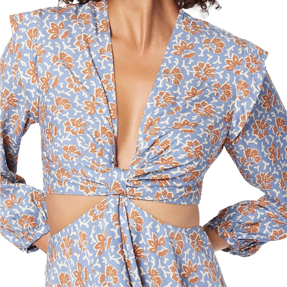 Joie Womens Maeve Dress in Country Blue Floral Cutout - Picture 5 of 8